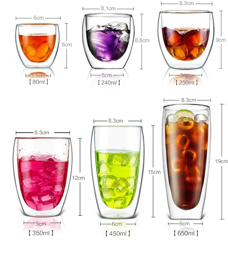 1 stuk dubbelwandige glazen beker hittebestendige thee-koffiebeker handgemaakte bierpul theeglas whiskyglazen bekers drinkgerei