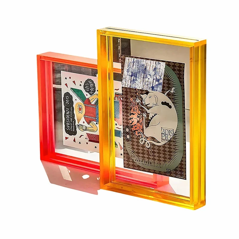 Moldura de foto transparente dupla face acrílica, montagem de pôster suspenso, moldura de parede, decoração criativa de quarto
