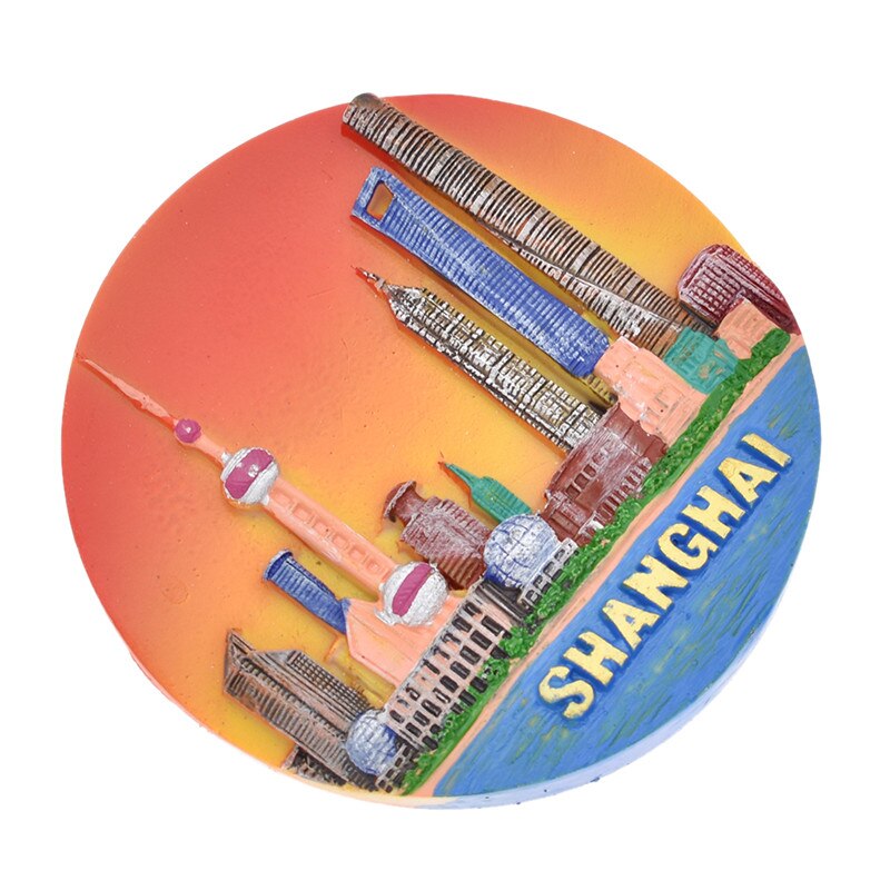 Shanghai Scenic Fridge Magnet Lujiazui Round Shape Resin Refrigerator Magnets Souvenir Modern Home Kitchen Decor: Lujiazui 3