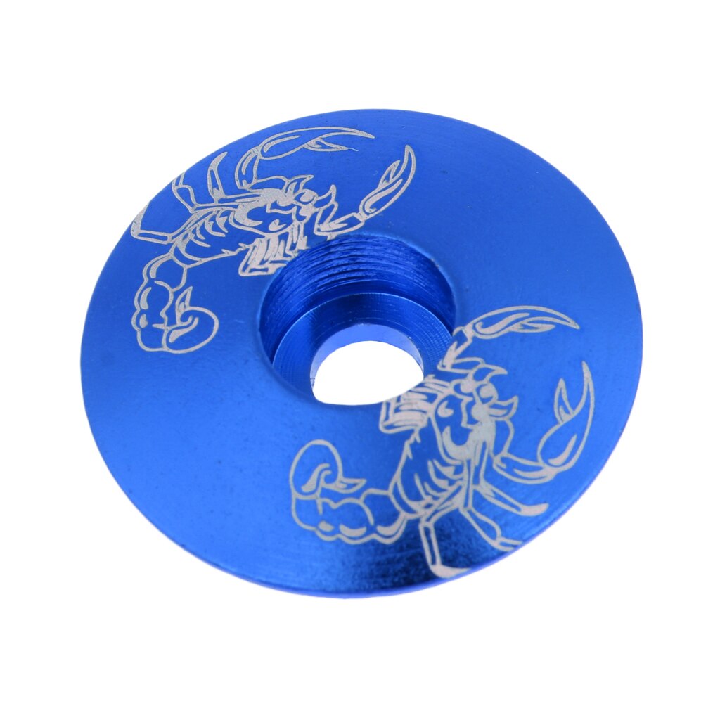 Premium aluminiumslegering mtb landevejscykel frempind headset top cap cover dele tilbehør - forskellige farver: Blå skorpion