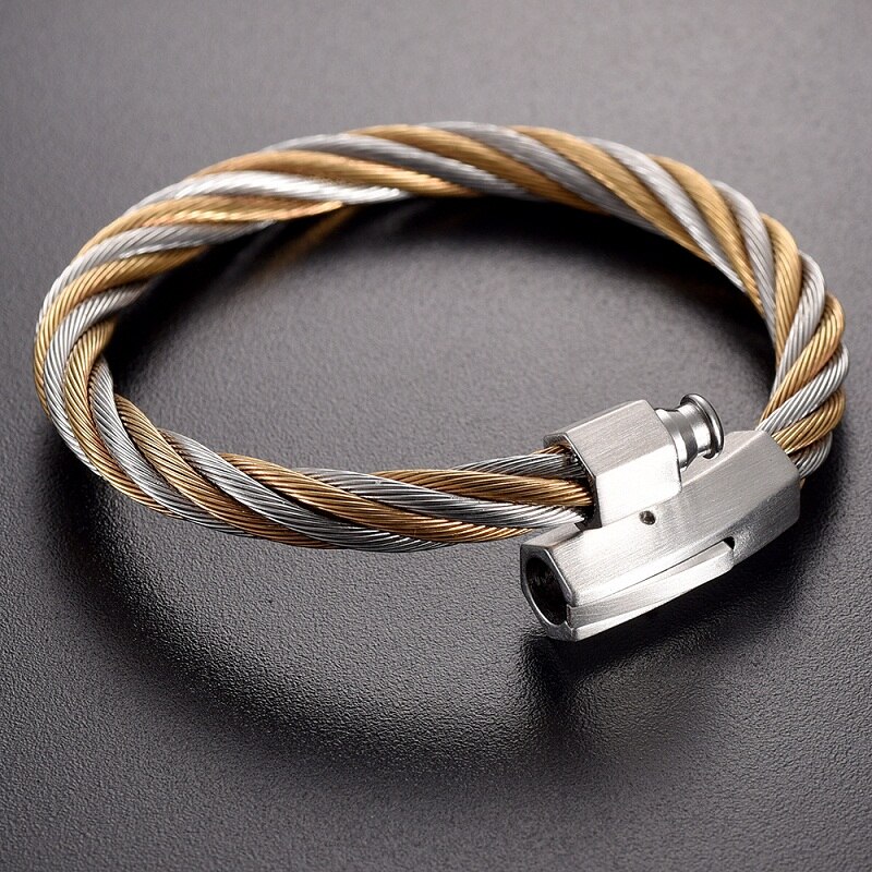 Rustfrit stål farve blandet kabel magnetisk armbånd minnesmærke kremering smykker aske urne til kæledyr / menneske: Armbåndstragtkasse