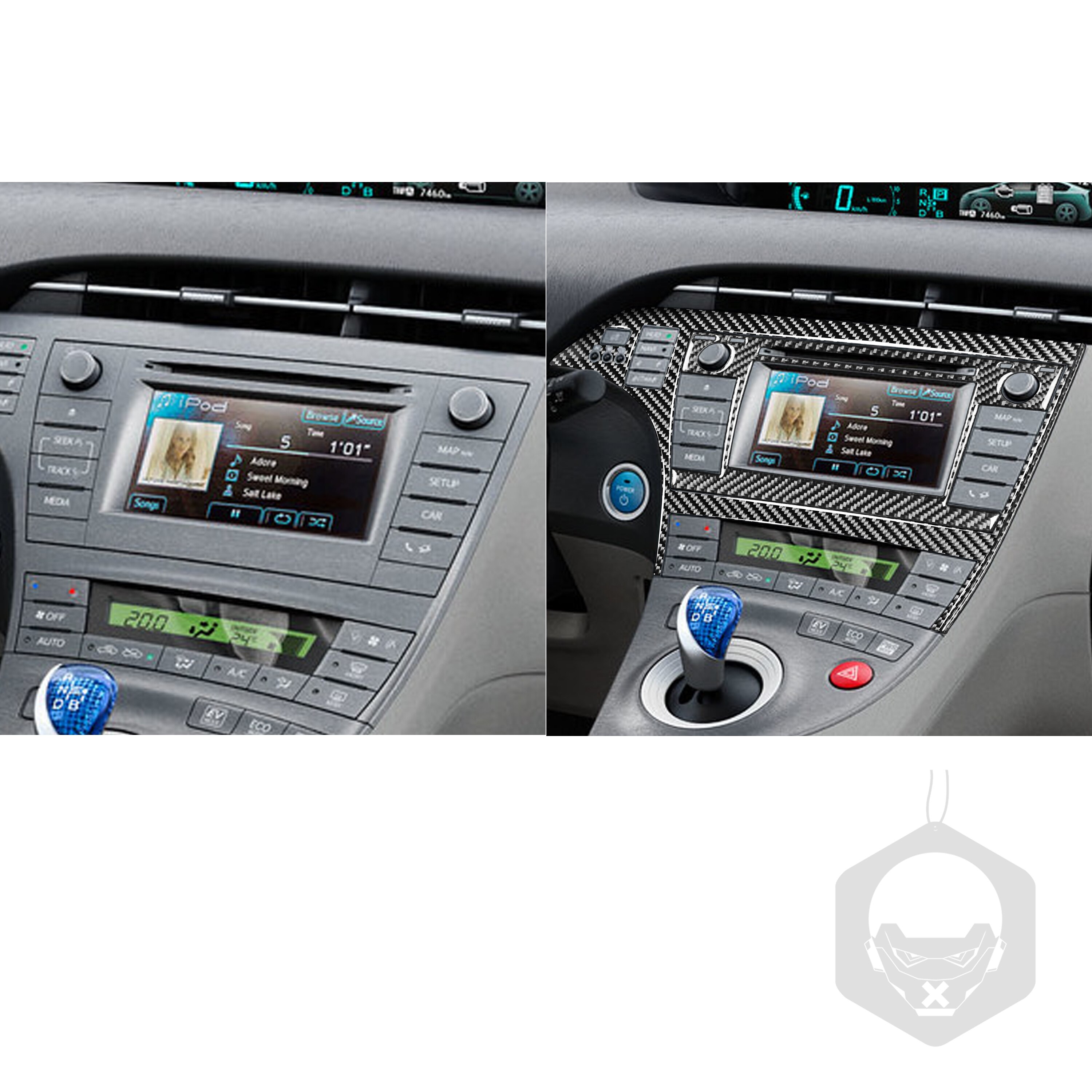 For Toyota Prius XW30 ZVW30 ZVW35 Carbon Fiber Center Console Radio Navigation Display Sticker Car Accessori