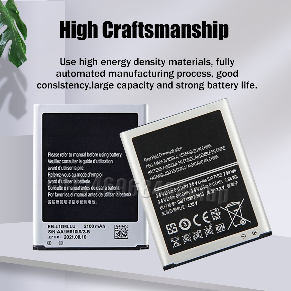 2100mAh EB-L1G6LLU Lithium Phone Battery For Samsung Galaxy S3 I9300 I9300i I9308 I9305 L710 i747 I535 T999 Li-polymer Battery