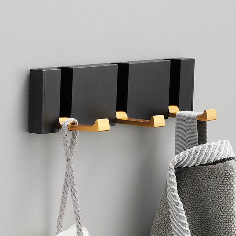 Zwart Gouden Robe Haken Vouwen Handdoek Hanger Installatie Muur Haken Coat Kleding Houder Voor Badkamer Keuken Slaapkamer Hal: Marineblauw