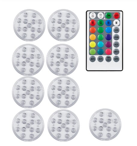 28key RF remote distance 50m Magnetic Submersible 13 Led RGB Light with Suction Cup for Fountain Pool Underwater Night Lamp: 1 controller 9 light