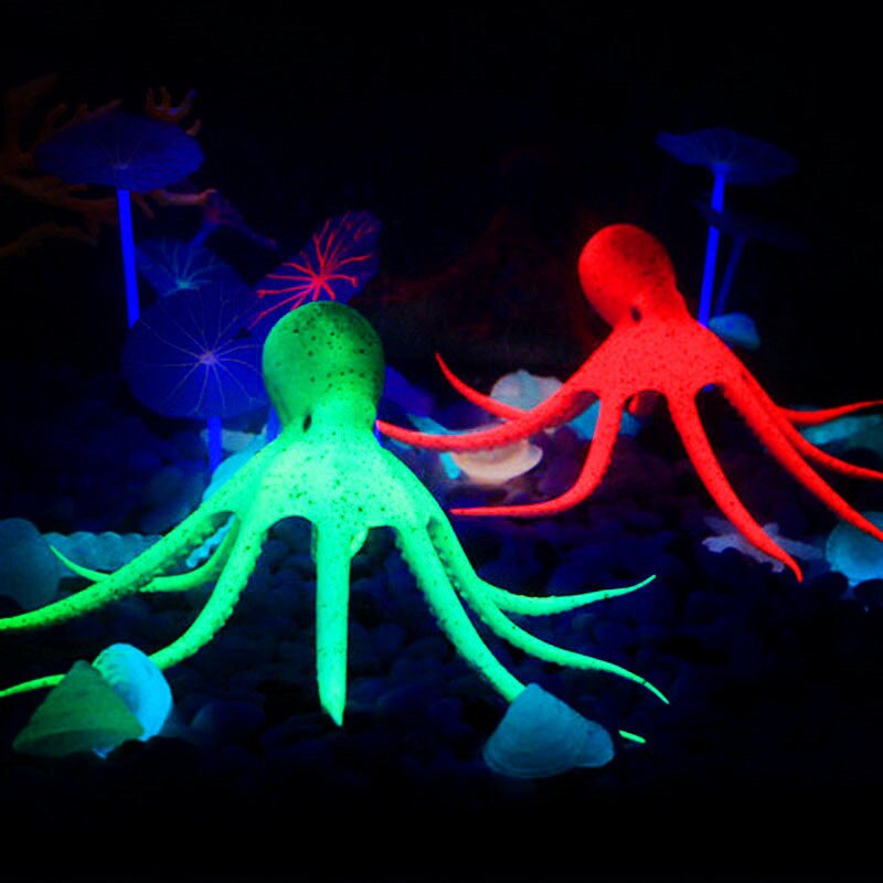 1Pcs Fish Tank Silicone Kunstmatige Octopus Aquarium Fish Tank Fluorescerende Decoraties Octopus Met Zuignap