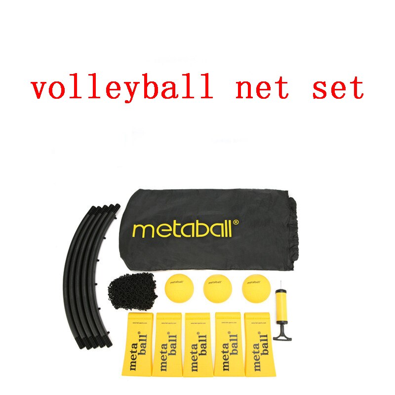 Mini beachvolleyboll utomhus boll spel set gård trädgård lag sport fitness utrustning med 3 bollar volleyboll nät: Uppsättning