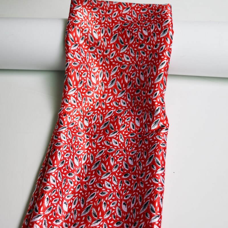 100cm*148cm leaf pattern soft polyester satin fabric charmeuse: 2 red