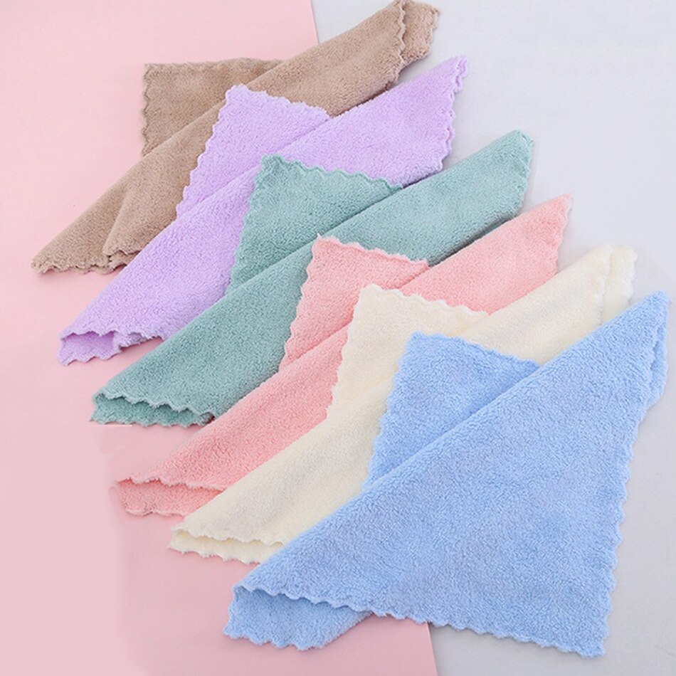 Paños de mano para limpieza de microfibra para niños y adultos, paquete de 5 uds. De 30x30cm, plato de tela de cocina, paños de franela absorbentes de secado rápido