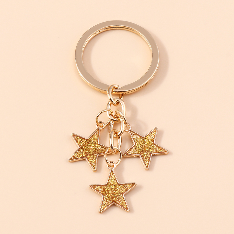 Bonito llavero esmaltado con forma de estrella y lentejuelas, dijes para mujer y niña, llavero con colgantes, llavero de coche, bolso, decoración, de joyería: Negro