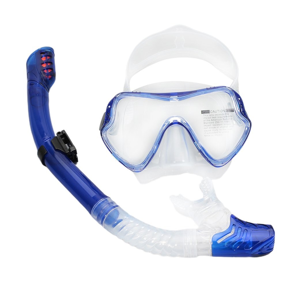 Scuba Diving Masks Snorkeling Set Adult Silicone Skirt Anti-Fog Goggles Glasses Swimming Pool Equipment: blue transparent