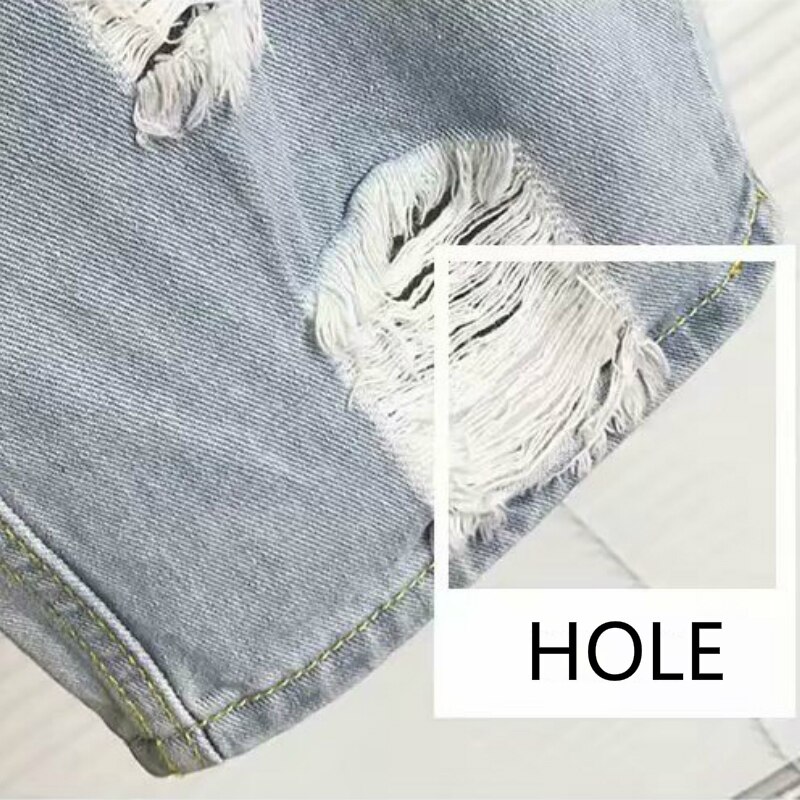 Jeans heren blauwe denim gaten gescheurd grote maat knielengte zomer koreaanse vintage chic vrijetijdskleding heren broek tieners ins ulzzang