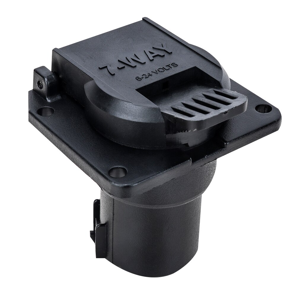 6-24V 7 Pin Oblate Trailer Plug 7 Way Blade Socket Adapter Wiring Connector With Round Dust Cap For Motor Home Cars A30