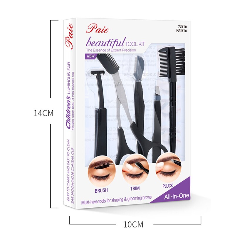 PAIE 5pcs Portable Stainless Steel Eyebrow Trimmer Scissors Brow Shaver Facial Hair Trimming Grooming Kit Beauty Tool for Women