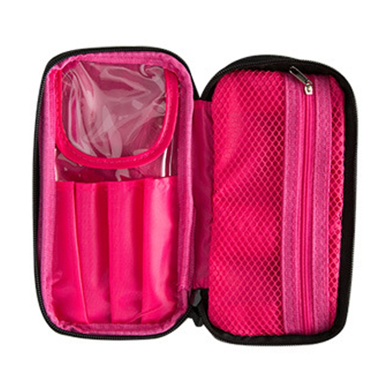 Rejse skønhedsbørster læbestift organisator taske nylon klud dobbelt lynlås kosmetik taske dobbelt rejse vask make up forsyninger tasker