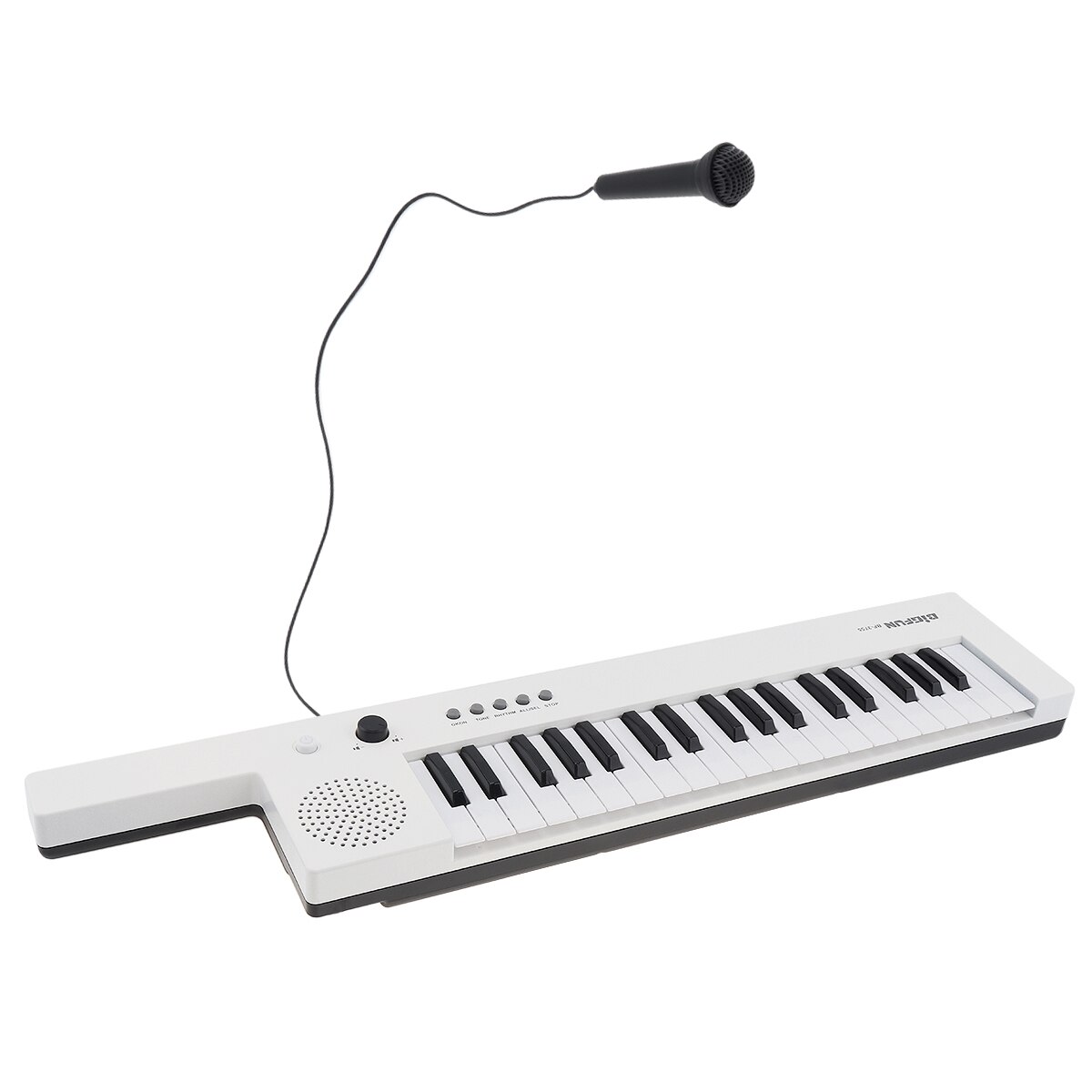 Guitarra recargable de 37 teclas, órgano electrónico, Mini teclado, Piano para niños con micrófono, Musical y correa para el hombro,: White