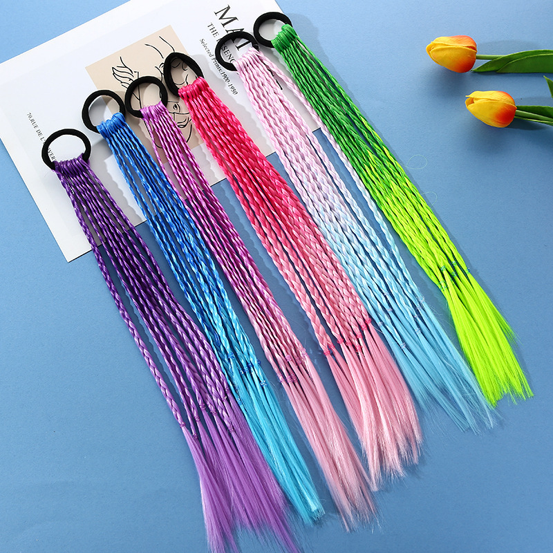 1 pz nuove ragazze parrucche colorate coda di cavallo accessori per capelli per bambini fascia per capelli ornamento per capelli fasce elastici fasce per capelli di bellezza