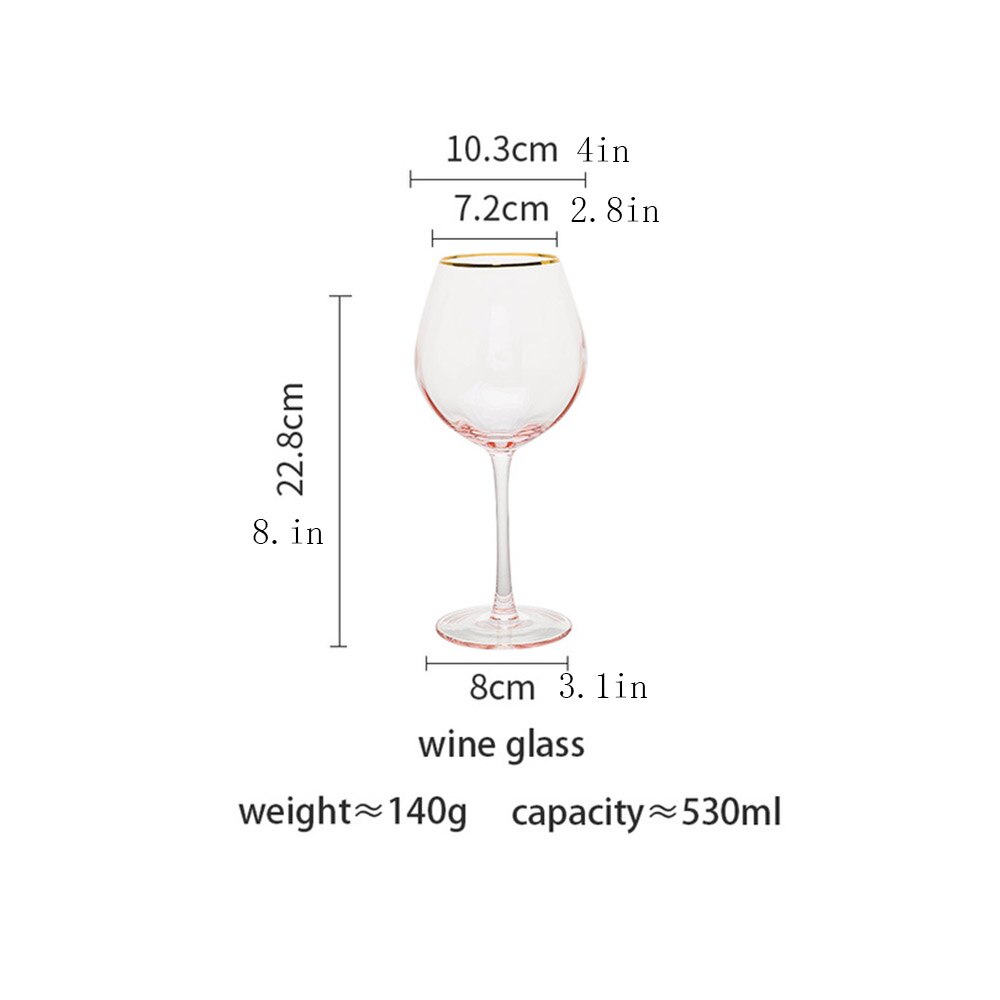 Copa de vino tinto con borde dorado, copa de champán, agua, helado, copa de vino chapada en oro para el hogar, Rosa: wine glass