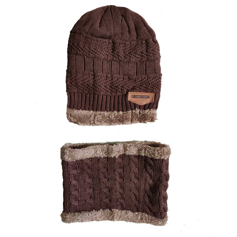 PatPat Winter 2-piece Baby Warm Knitted Fleece Hat and Scarf Accessories For 3-7 Years Old