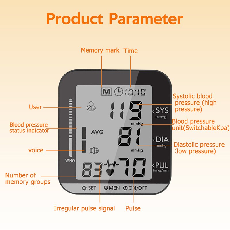 Bloeddrukmeter Draagbare Monitor Home Bp Bloeddrukmeter Met Manchet Bovenarm Automatische Digitale Bloeddrukmeter