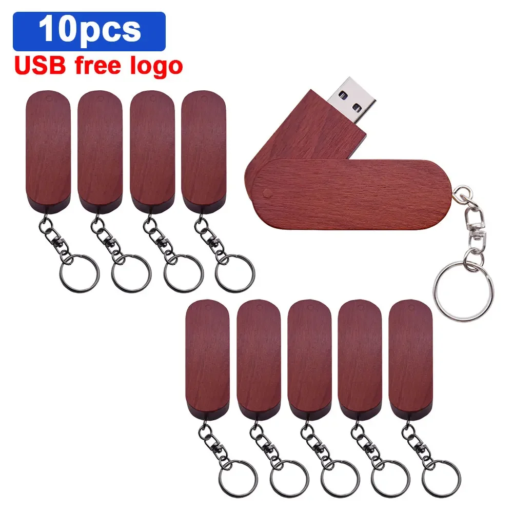 Roterbar usb-minnepinne i tre 4gb 16gb 32gb 64gb u-disk med metallnøkkelring 1 stk. gratis tilpasset logo