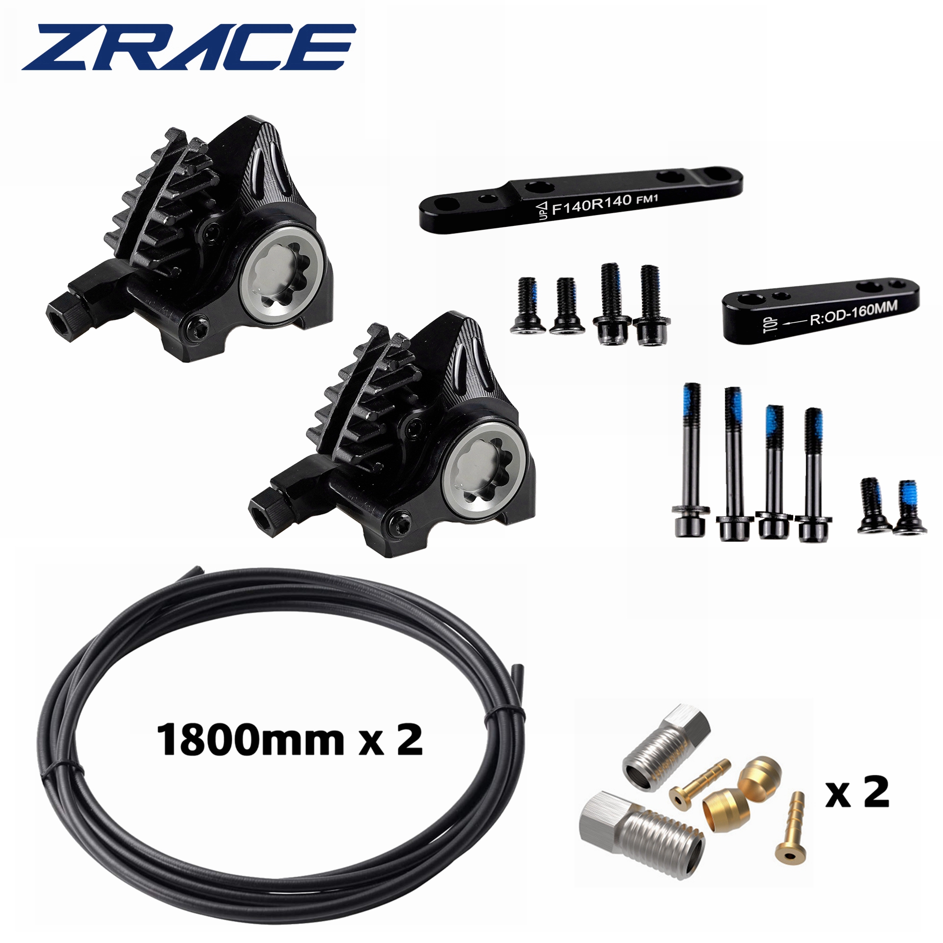 Pinza de montaje plano ZRACE XG, freno hidráulico de carretera, pastillas ICE-TECH, carrera BMX, peso ligero CNC completo: Castaño