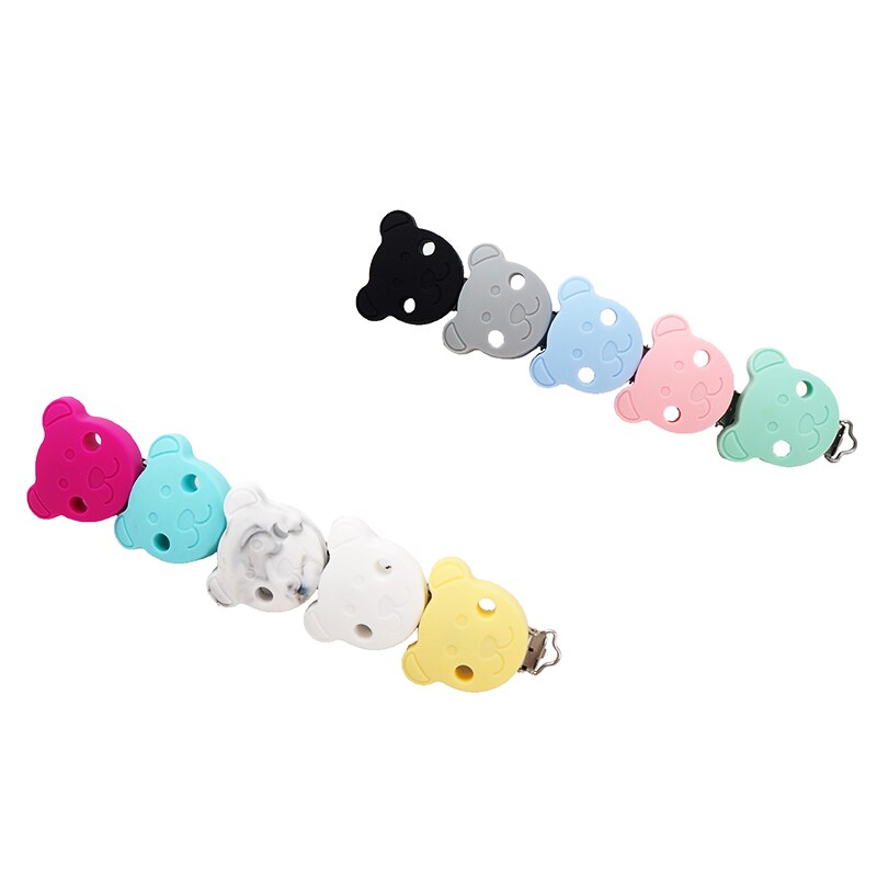 Chenkai 10PCS Siliconen Beer Clips Baby Dier Fopspeen Clip Dummy Soepeler Houder Voor DIY Baby Chewable Fopspeen Chain