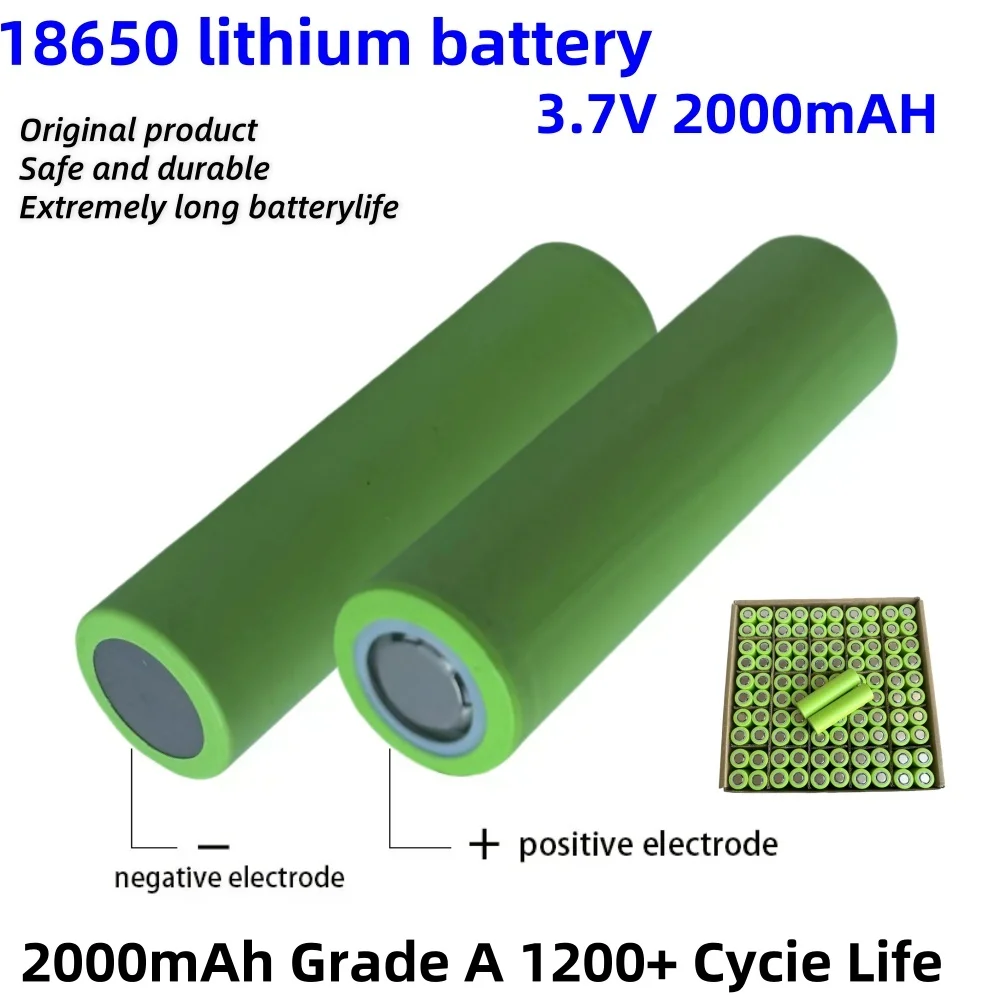Original 18650 3,7 v 2000mAh batería de litio recargable linterna batería 100% capacidad real 2000mAH 1-50 Uds