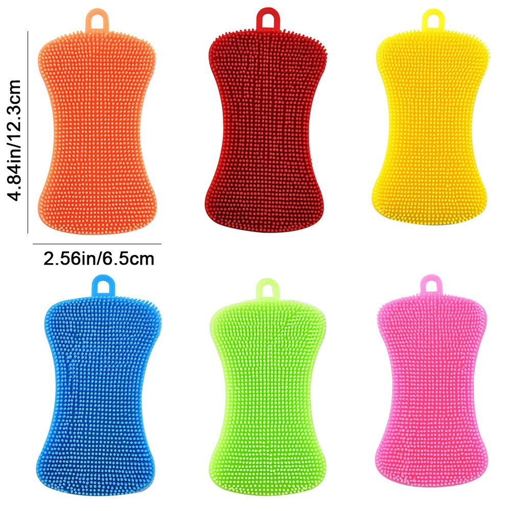 Cleaning Tool Double Sided Silicone Dishwashing Brush Soft Reusable Washing Cleaning Brushes Flexible Cleaning Brush Kitchen