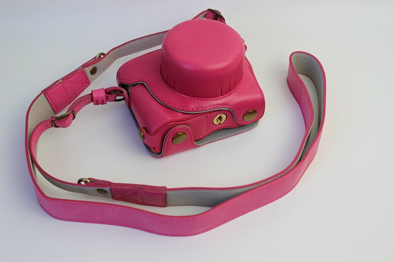 Funda de cuero PU de lujo para cámara Nikon 1 J5, 1J5, lente de 10-30mm, , con correa, batería abierta, nueva: Rose red