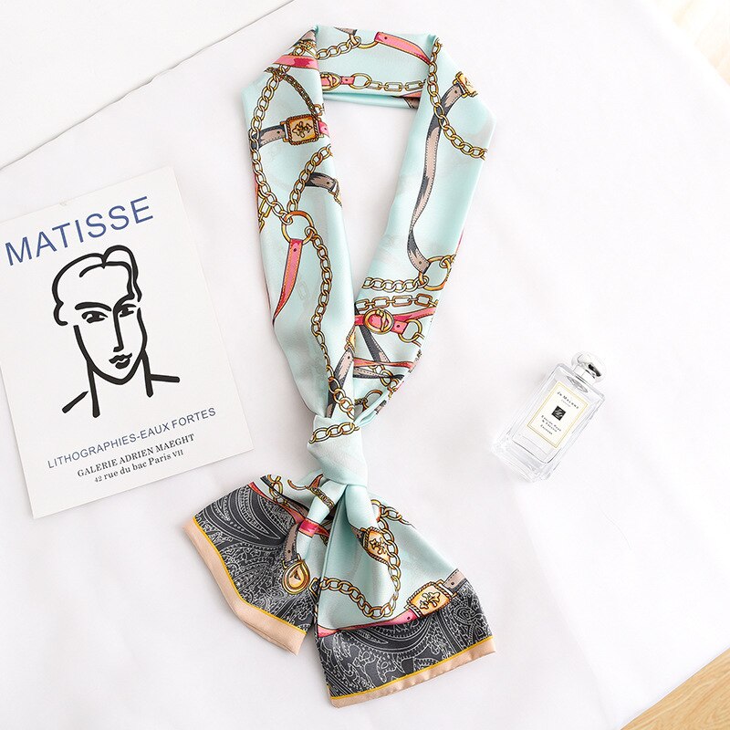 and silk scarf women's and foreign style decoration thin and narrow long scarf Ribbon Hair Band binding belt