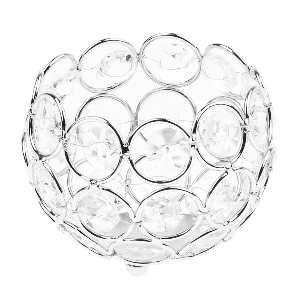 Portavelas votivo europeo, candelabro de cuentas de cristal plateadas/doradas, centros de mesa de boda, decoración para el hogar y la Oficina: Silver  8cm