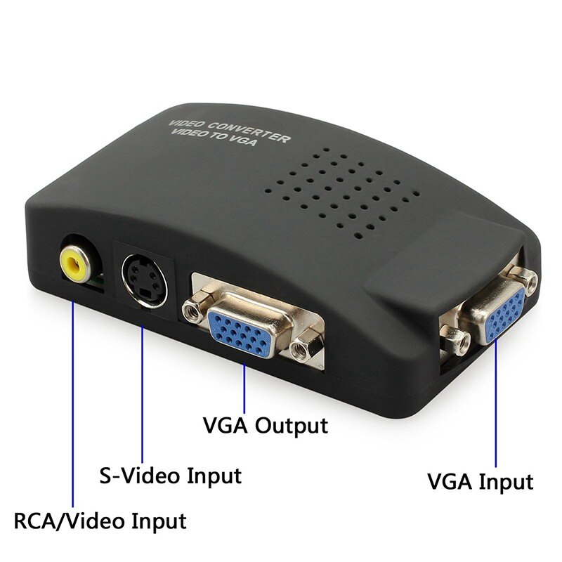 RCA Composite AV S-Video to VGA Converter Box CCTV DVR PC Laptop to TV Projector VGA Input to VGA Output Video Converter Adapter
