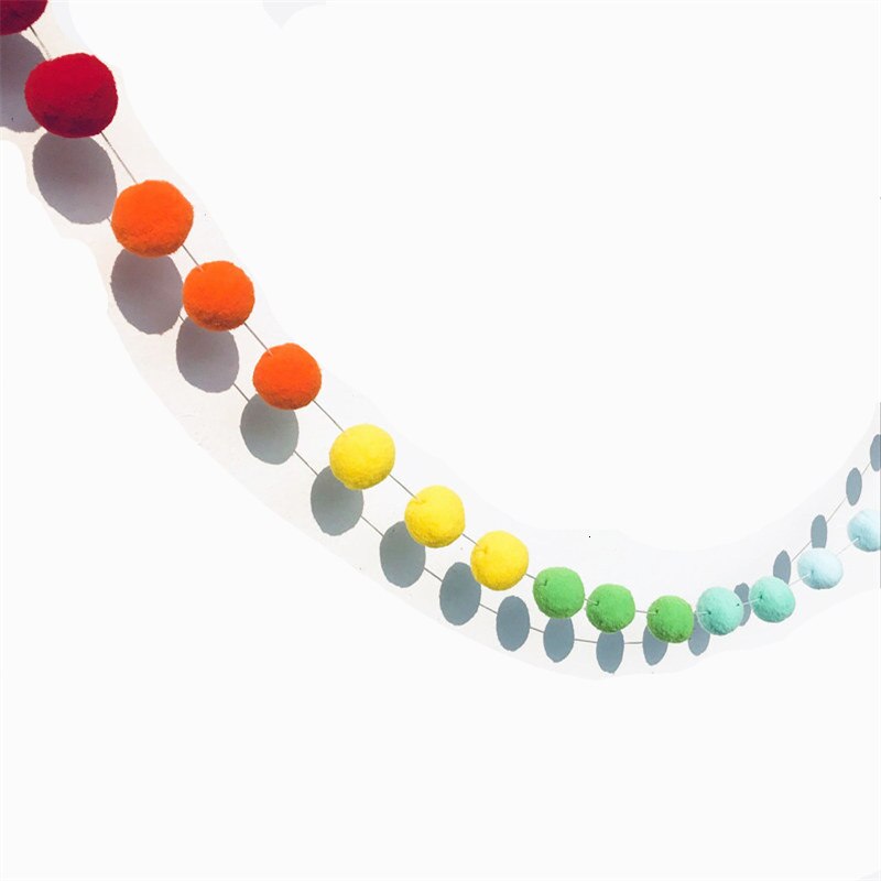 Makaron Stijl Pluizige Bal String Kinderkamer Decoratie Hanger 2.5M Kids Een Handgemaakte Bed Opknoping Tent Speelgoed Babykamer decor