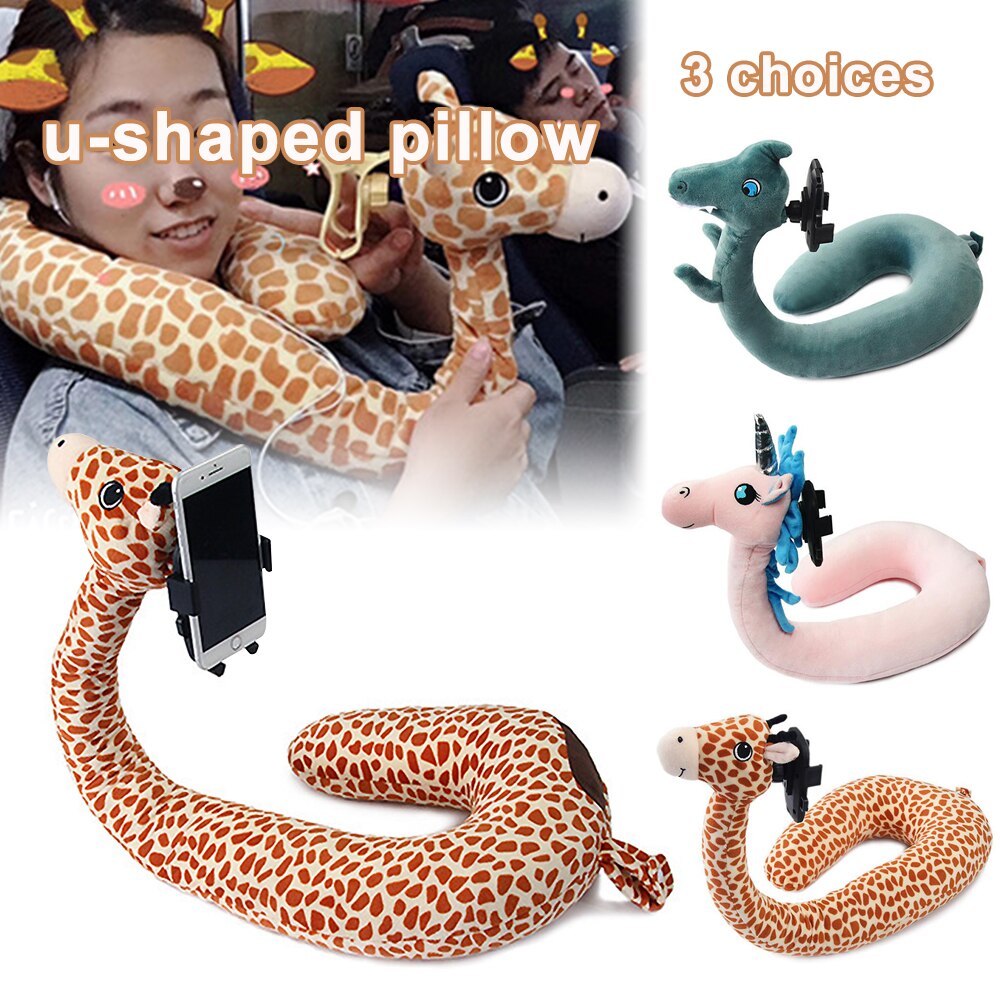 Oreiller de voyage en forme de U | Avec SUPPORT pour téléphone, mousse à mémoire de forme, SUPPORT de cou, repose-tête, coussin pour avion