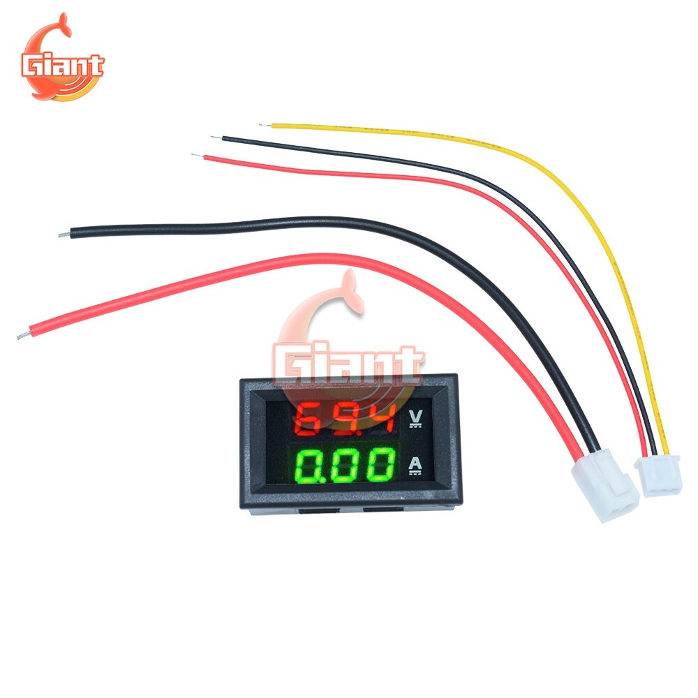 Dc 100v 10a mini digital voltmeter amperemeter amperemeter spænding volt ampere meter indikator tester led display kabel stik: Default Title