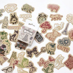 46pcs/set Vintage Newspaper Stickers Adhesive Label Stickers Diary Scrapbooking Stick Stickers: fu gu xiao wu