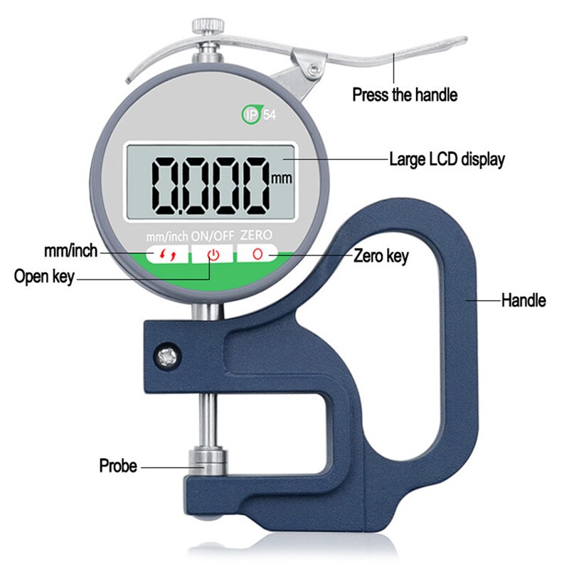 Electronic Thickness Gauge 0-12.7mm 0.01/0.001mm High Precision Digital Micrometer Thickness Meter Micrometro Measuring Tool