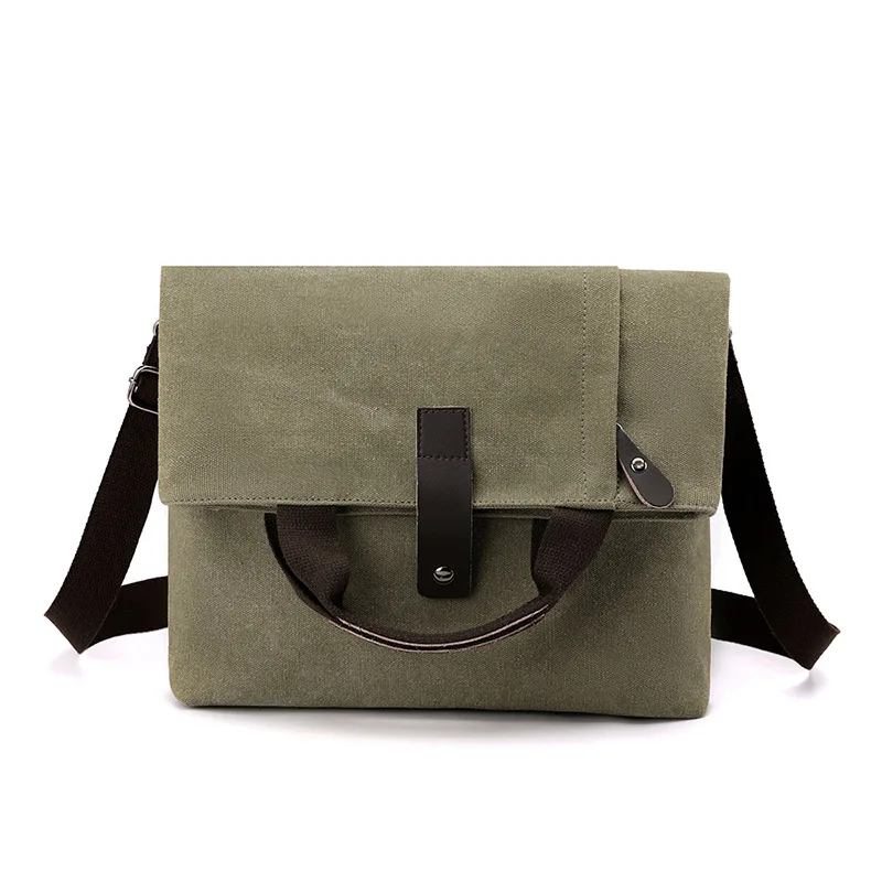 Heren canvas schoudertas zakelijke reis crossbodytas heren multifunctionele messenger tas heren aktetas heren handtassen shoppers: Legergroen