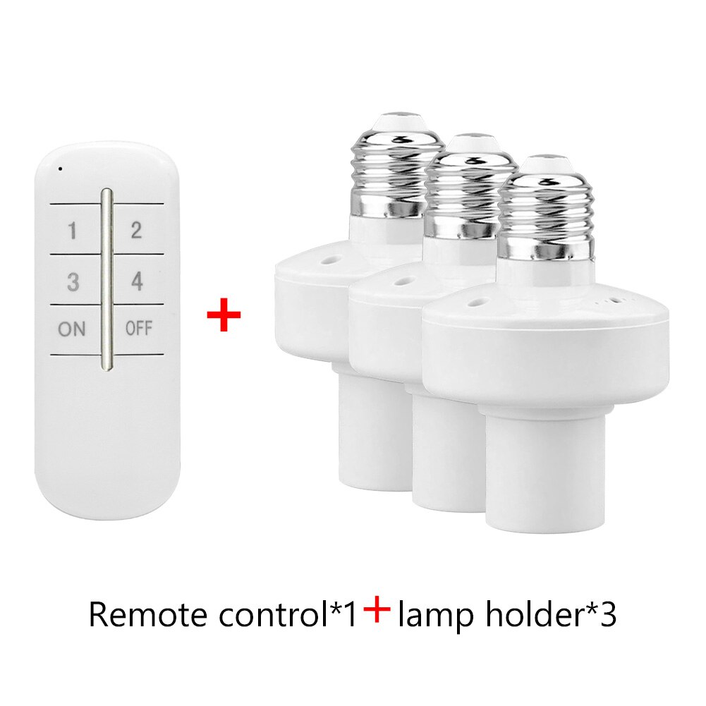 1/2/3/4 * E27 Wireless Remote Control Light Lamp base oN/off Switch Socket Holder 20M Range RC Smart Device 110V 220V: 1 remote 3 holder