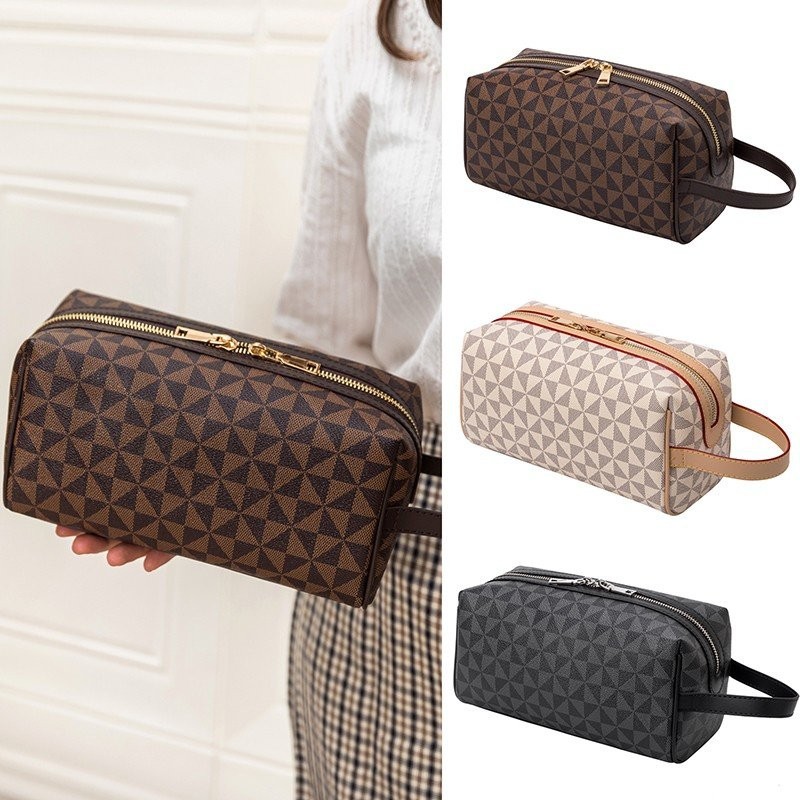 Cosmetische Tas Grote Capaciteit Draagbare Eenvoudige Gedrukt Opbergtas Mannen En Vrouwen Draagbare Cilinder Tas Clutch Bag