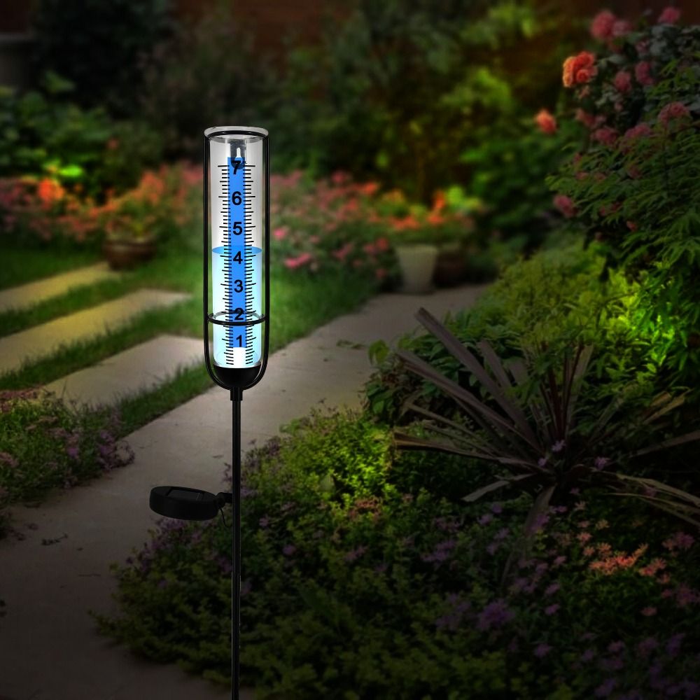 Durable Solar Rain Measure Gauge Large Clear Numbers Freeze-Proof Rain Meter Transparent Plastic Outdoor Rain Gauge Garden