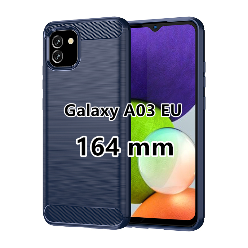 Voor Samsung Galaxy A03 Case Carbon Fiber Schokbestendig Siliconen Bumper Case Voor Samsung Galaxy A03 Cover Voor Samsung Galaxy A03: A03 EU-Blue