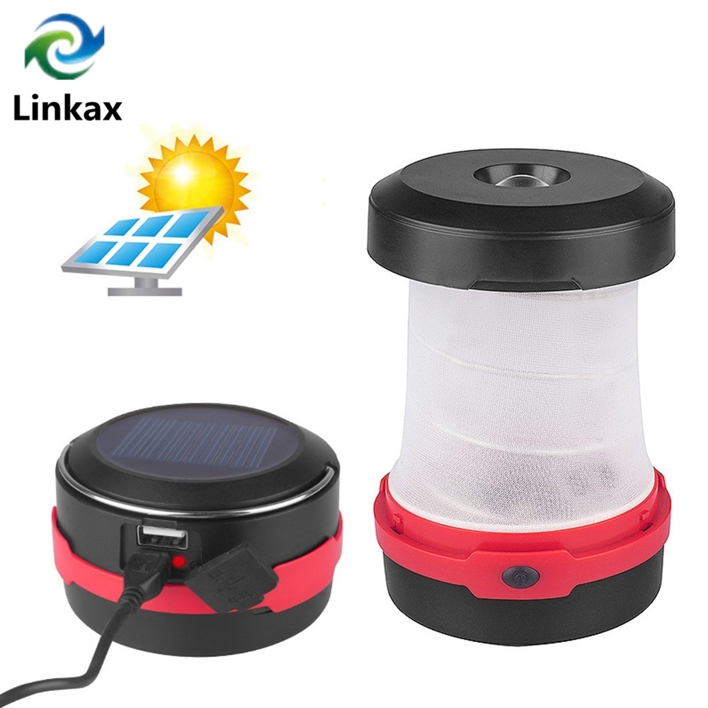 3 W LED Zonne-energie USB Camping Licht Outdoor Verlichting LED Draagbare Lantaarn Mini Tent Licht Noodverlichting Met 18650 batterij