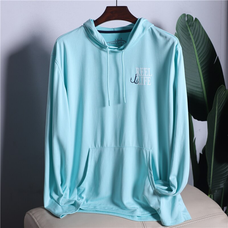 Mens Fishing Shirts Sun Protection Hoodie Shirt Hooded Performance Shirt Fishing Shirt Quick-dry UPF50+ USA Size S-2XL Camisas: Blue / USA Size M