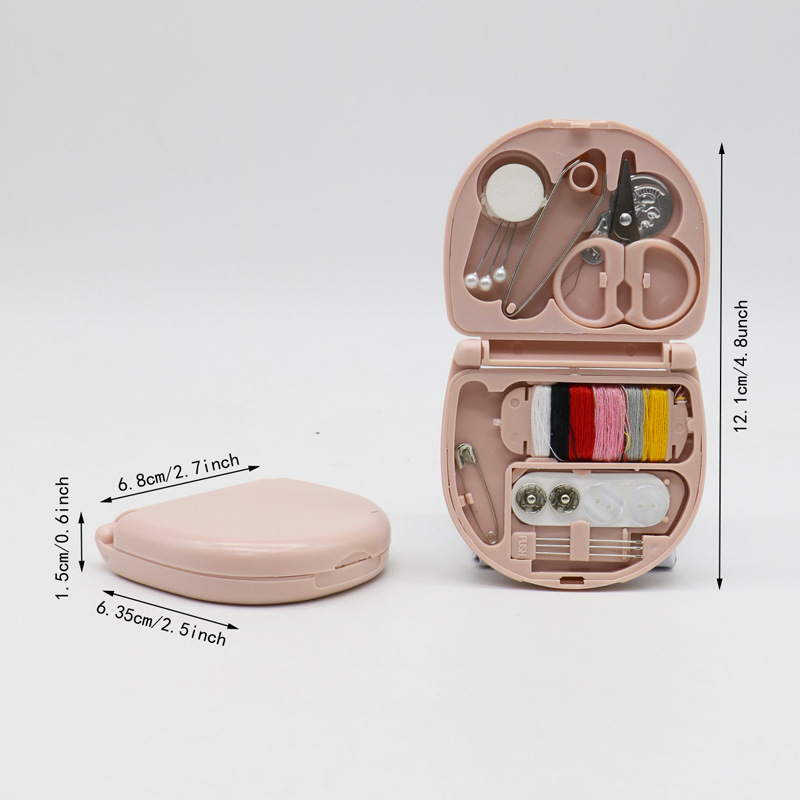Portable Travel Mini Sewing Kit Buttons Pins Storage Boxes HandmadeScissor Thimble Needle Threads Box Set DIY Sewing Tools: light yellow