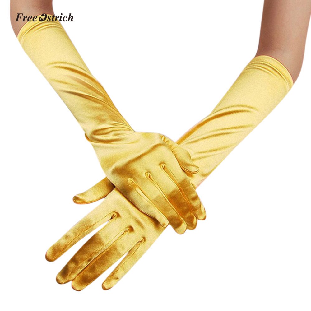 Free Ostrich – gants longs en Satin pour femmes, doux, élégants, de: YELLOW