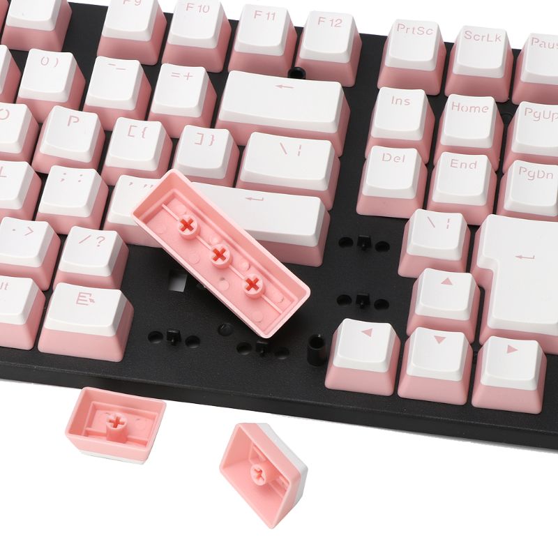 RGB 108 Keycaps ANSI Layout Add ISO PBT Pink Pudding Double Skin Milk Shot Backlit Keycap With Keycap Storage Board For OEM