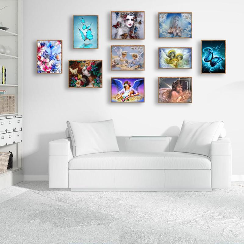 5d gør-det-selv fuld bor diamant maleri korssting sommerfugl sommerfugl engel broderi mosaik vægkunst