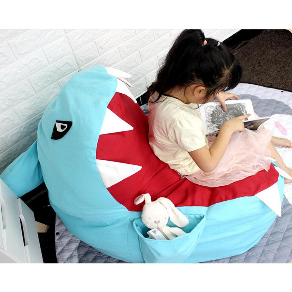 TWISTER. CK Cartoon Shark Vorm Zitzak voor Kinderen Speelgoed Kleding Opslag Haai Kinderen Knuffel Opbergtas Lui Couch Stoel